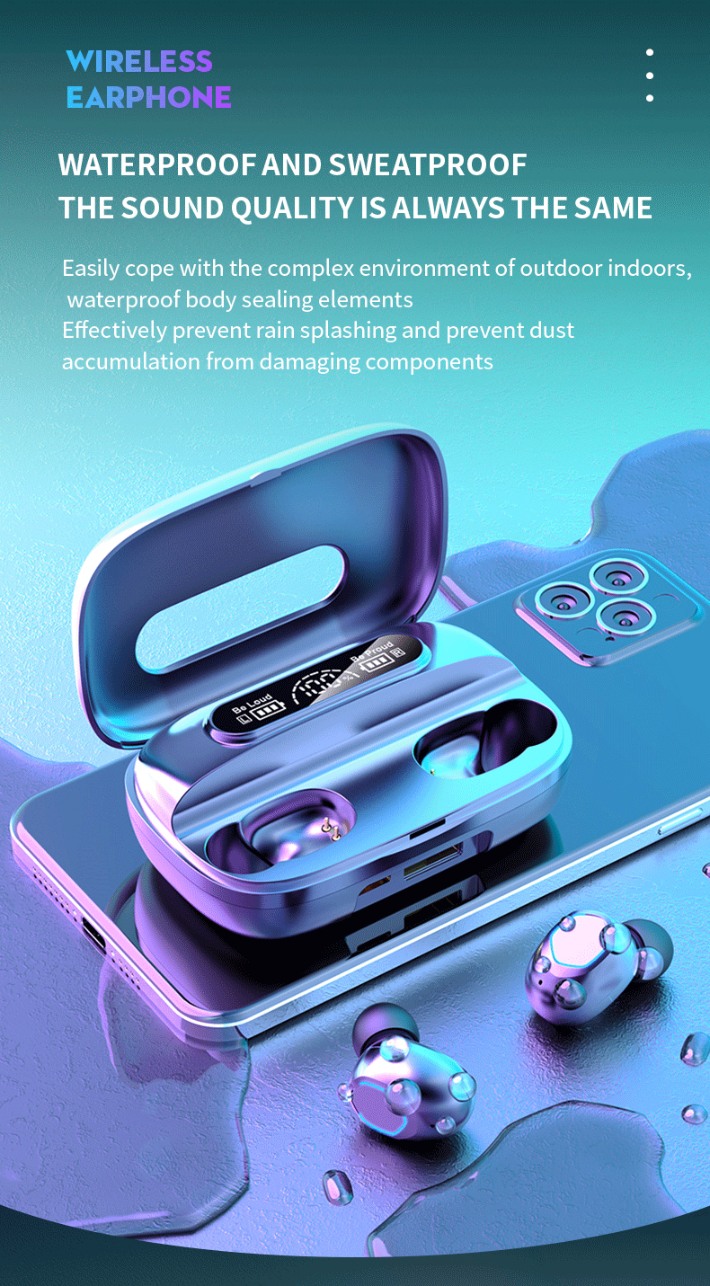 2000mAh Power Bank TWS Earphones with IPX-4 Waterproof Standard and Wireless Technology