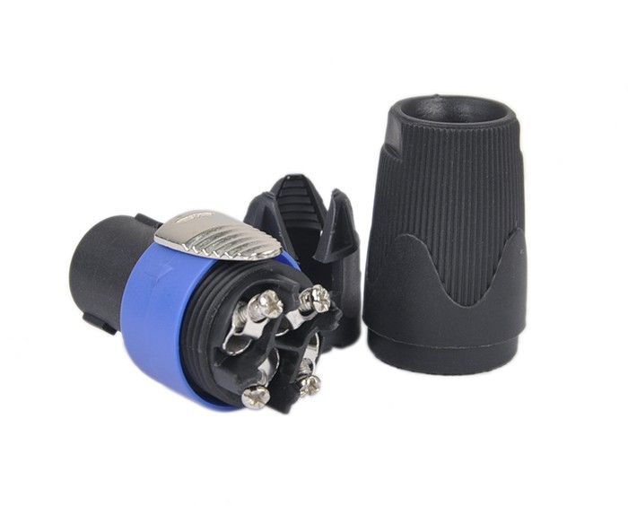 4 Pole Cable Male Inline Connector With Chuck Type Strain Relief Design SPN007