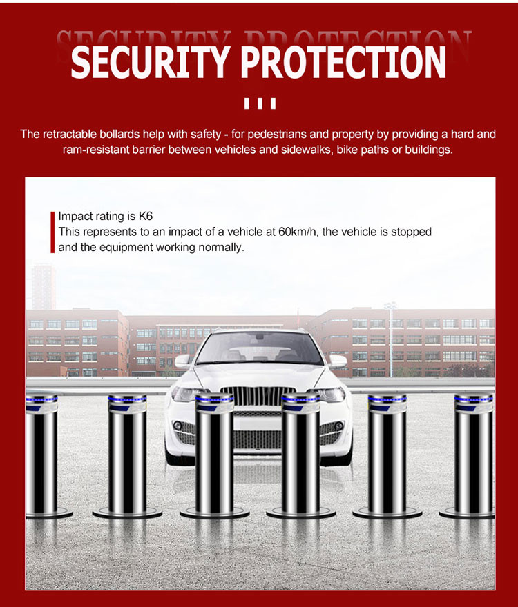 Automatic Bollard Actuator System Hydraulic Retractable Road Barrier with Stainless Steel Housing