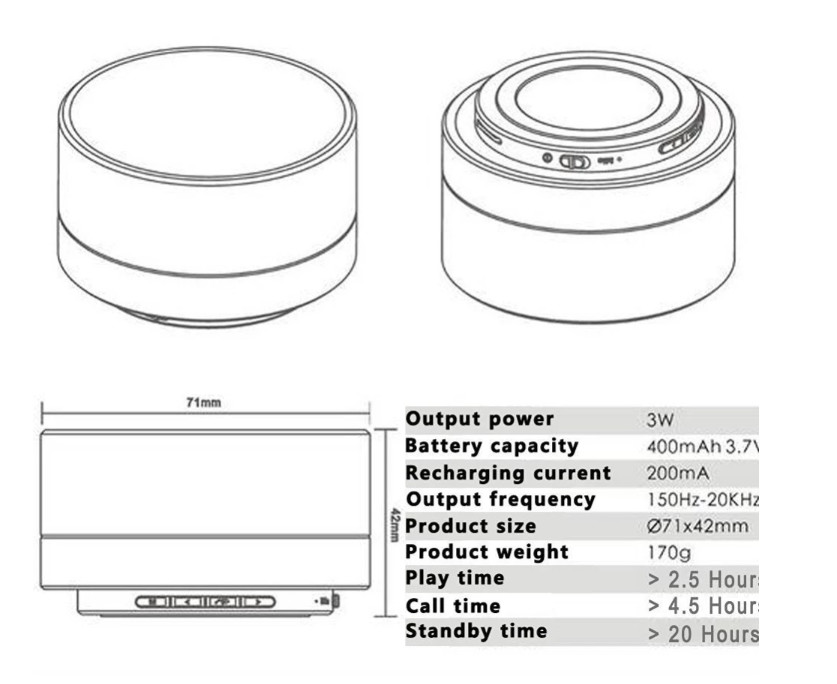 2018 New products A10 mini bluetooth ibastek 3W speaker with colorful LED FM radio