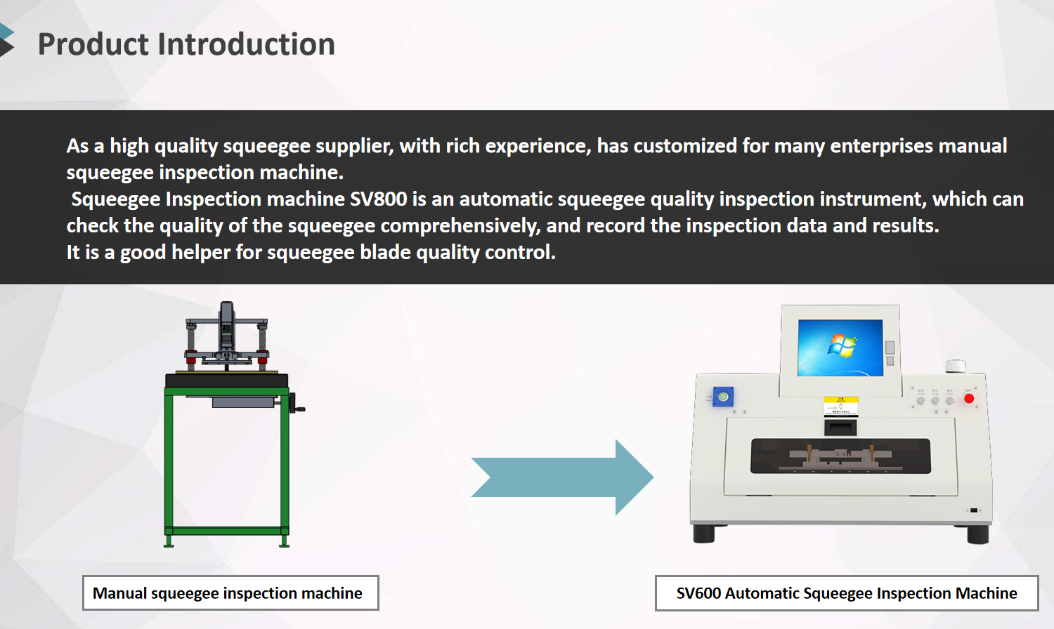 Full Vision Automatic Squeegee Inspection Machine SV600 for DEK, MPM, Fuji, EKRA squeegee
