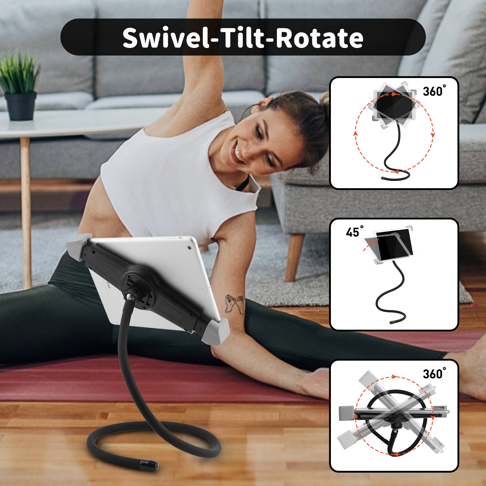 Flexible Gooseneck Tablet Holder ,Tablet Stand for ipad mini pro air Galaxy tabs