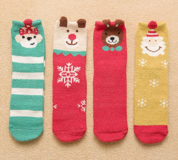 Thermal Christmas Women's Novelty Socks / Fuzzy Animal Socks Soft Fabric For