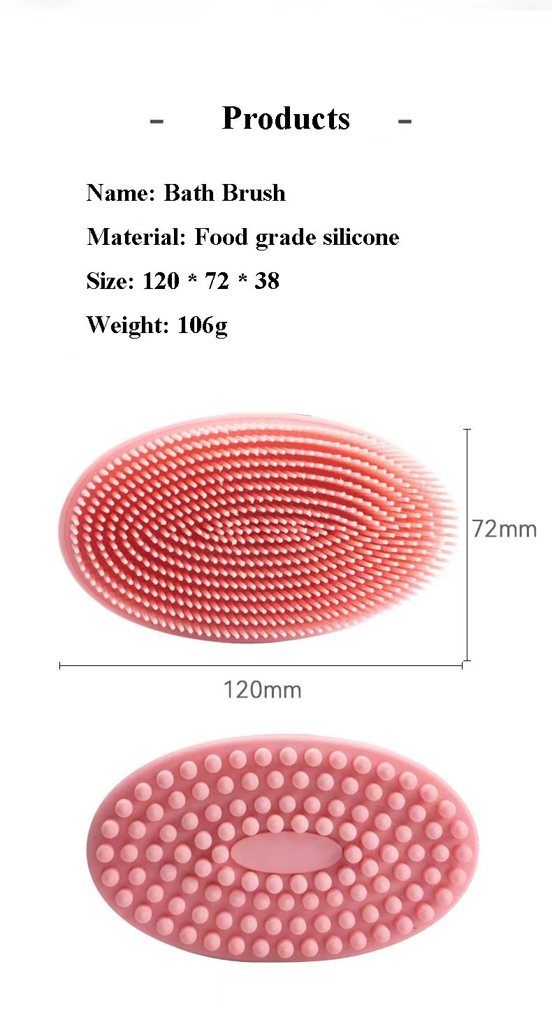 Household Silicone Shower Brush Double Sided Rubber Silicone Cleaning Tools for Back Massage