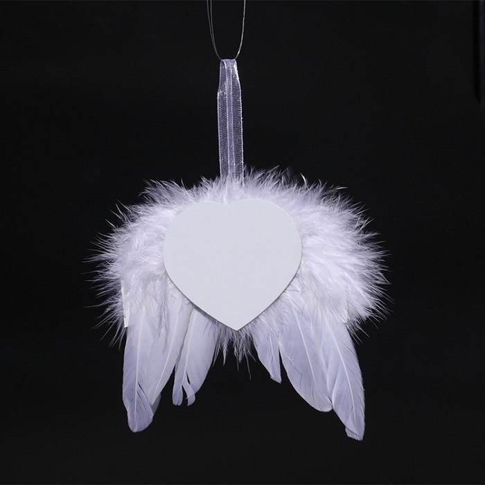 Sublimation Blank Feather Angel Wing Pendant DIY Gift Xmas Wedding Party Ornament