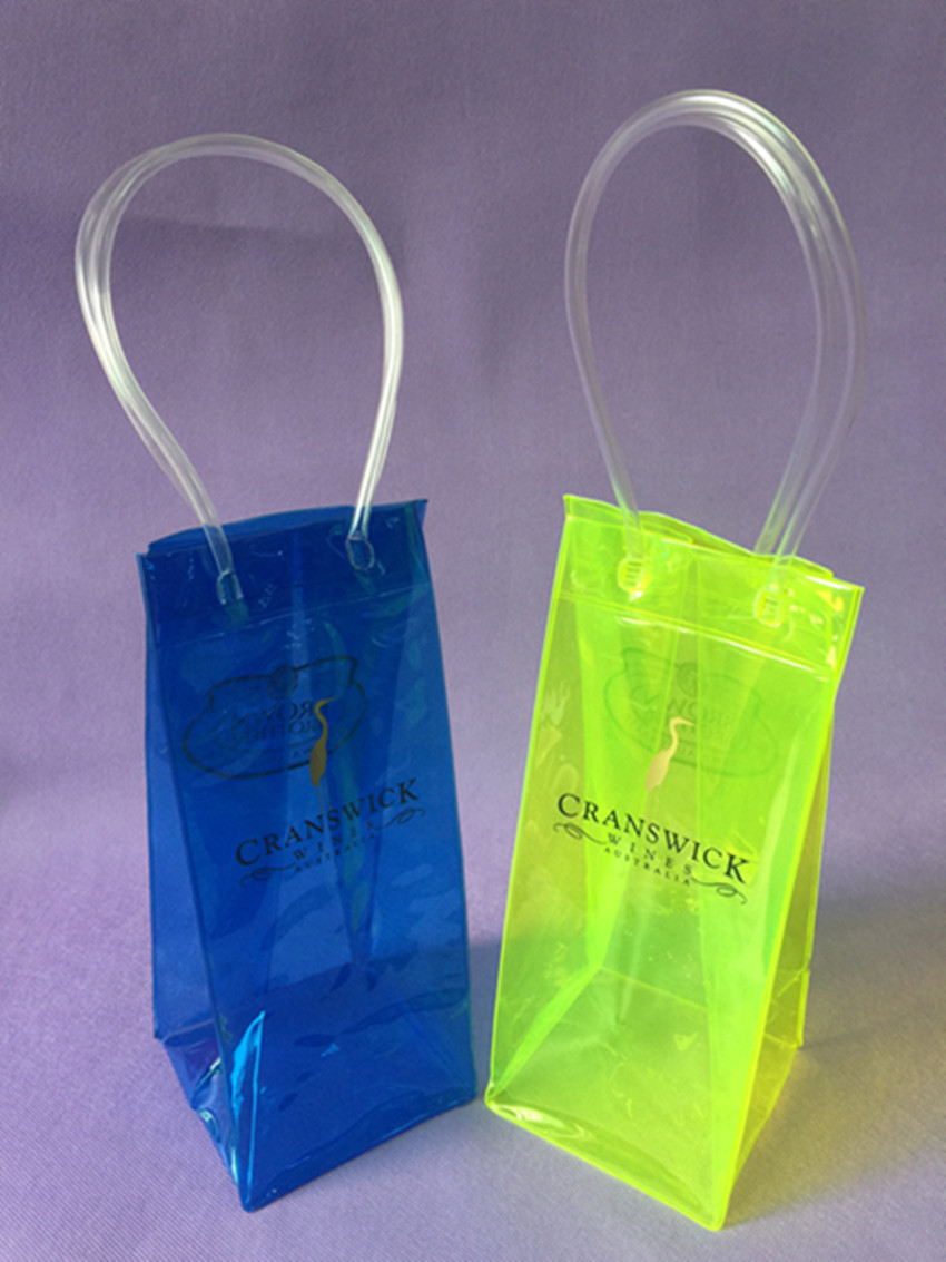 Durable Plastic PVC Wine Cooler Bag , PVC Wine Ice Bag Eco Friendly
