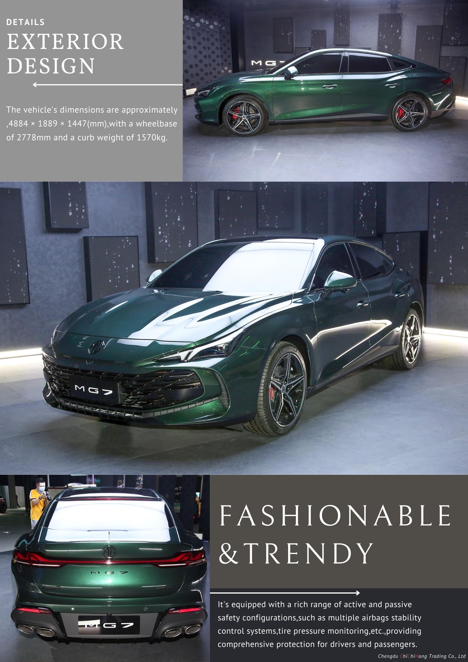 2023 MG 7 Auto 2.0T Beauty Edition Gasoline Car Sedan with ABS and Panoramic Sunroof