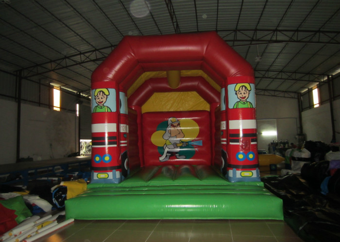 Cheap price inflatable fire engine jumping PVC inflatable bouncer house inflatable fire truck jumping