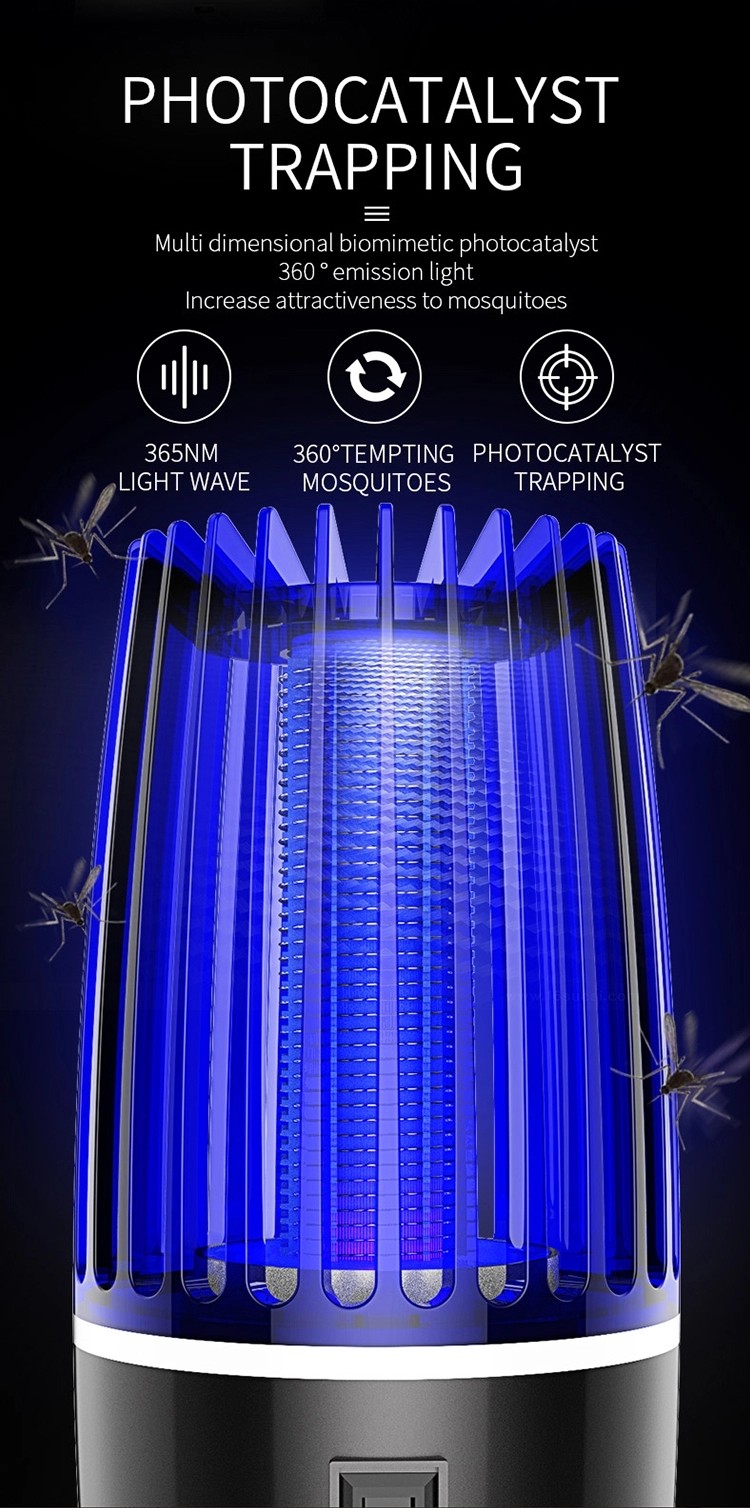 2 in 1 electric LED USB mosquito killer lamp for camping bug zapper rechargeable