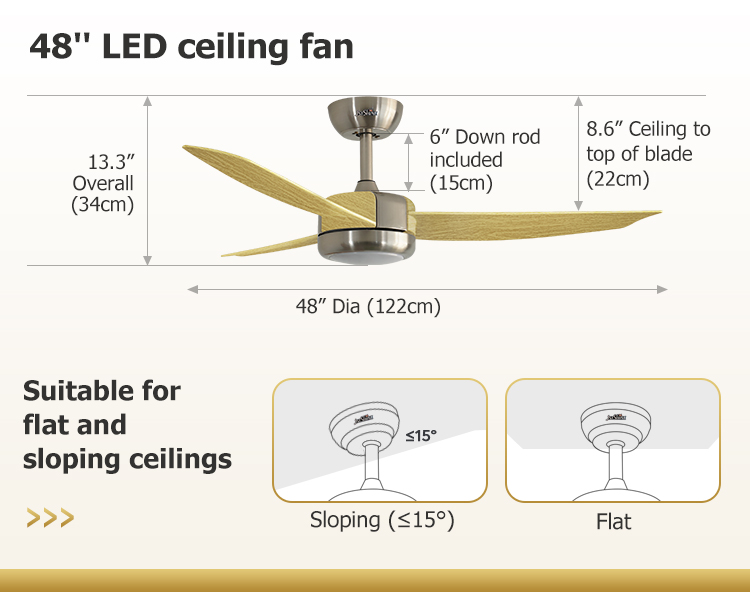 Plastic Blades LED Ceiling Fan with Light and Remote Pure Copper Motor Energy Saving 10