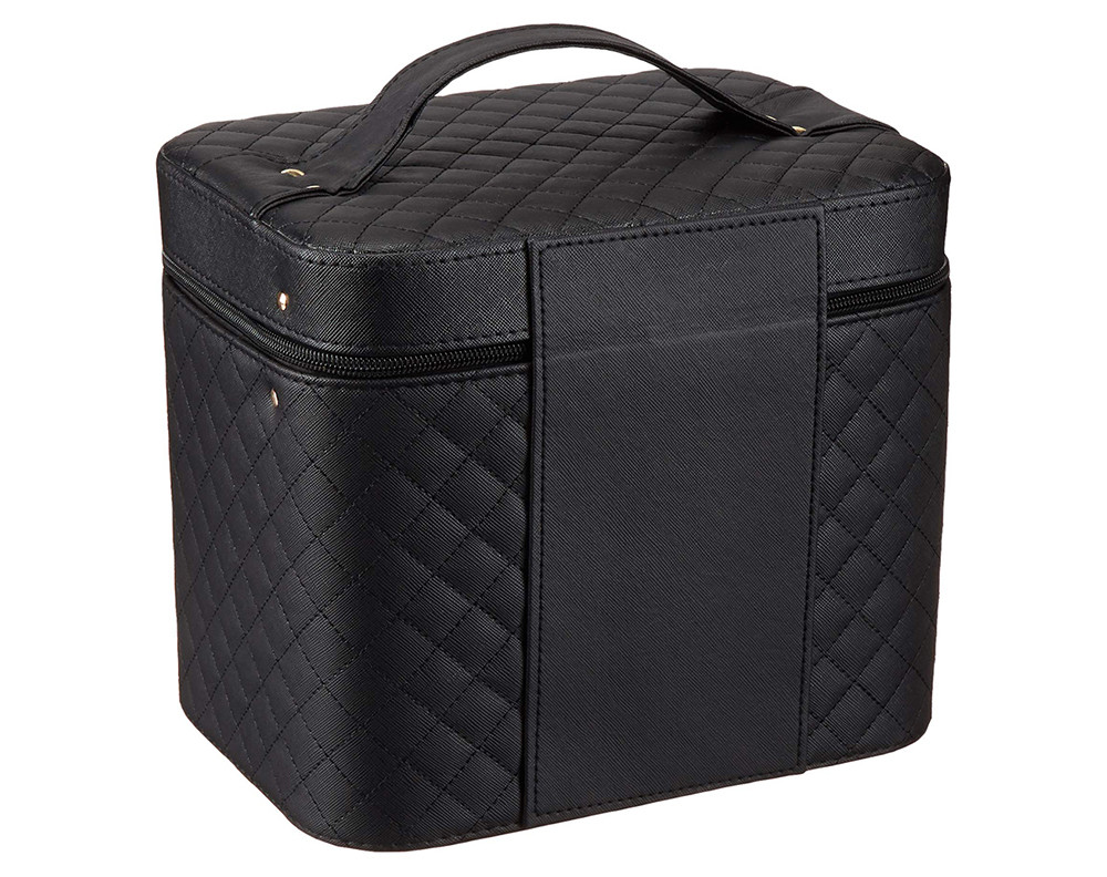 9.7*6.9*8.6in Women PU Makeup Train Case With Mirror