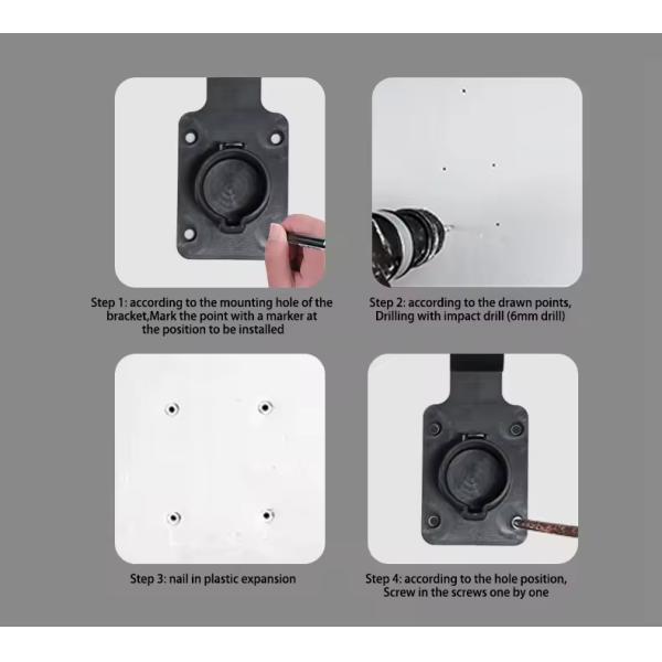 1EV Charger Plug Holder Coded Lock Dummy Socket Wall Mounted Ev Charging Cable Holder