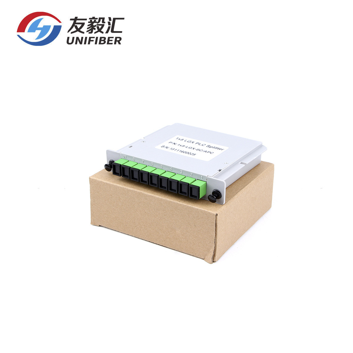 SC APC FTTH Cassette PLC Optic Splitter 1x8 G657A1 Fiber