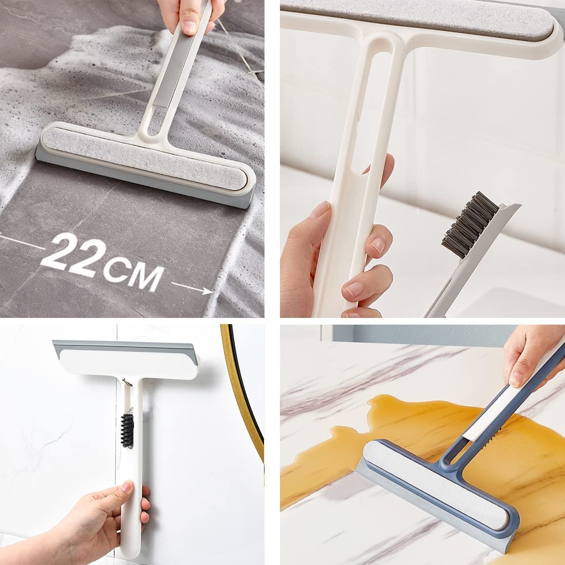 4 in 1 Multi-Functional Shower Squeegee Silicone Scraper Cleaner for Mirrors Shower Doors Car Windows Glass Doors Cleaning Tool