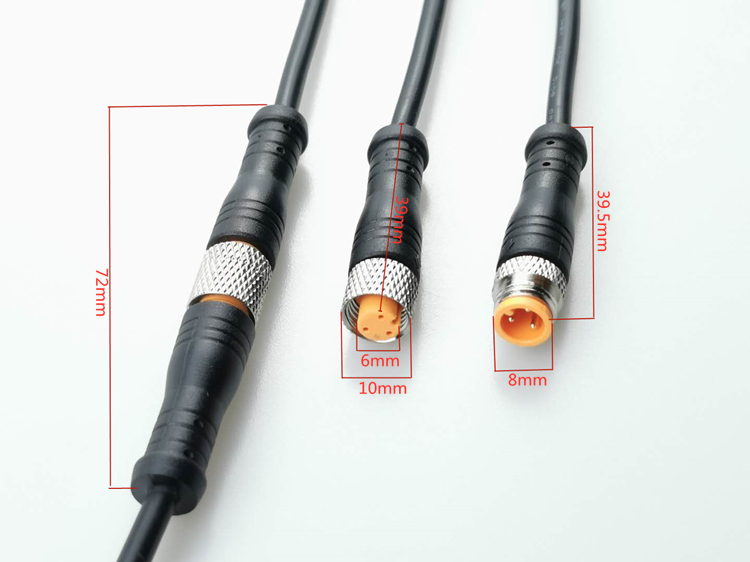 M8 3pin female male terminal connector ip67 outdoor led lighting waterproof cable wire connector