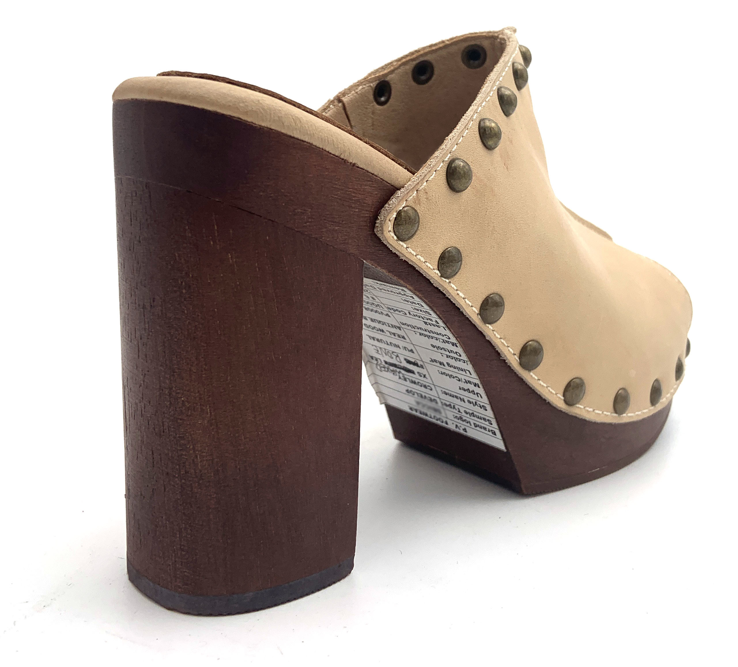 Medium Width Block Mule Heel , Leather Lining Ladies Slip On Heels