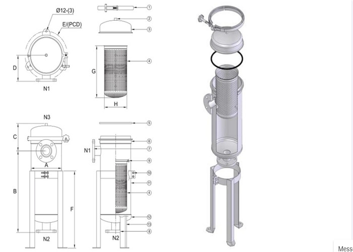 304/316 Stainless Steel Bag Filter Housing , Liquid Bag Filter Housings For Liquid