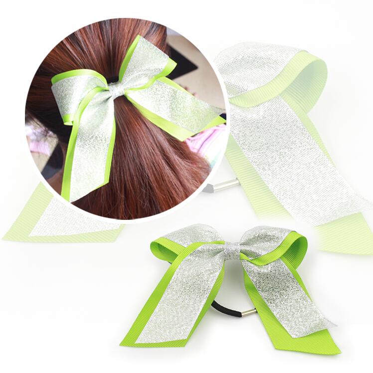 Elastic Band Hair Bow Ribbon Grosgrain Material Solid Color Cheer Style