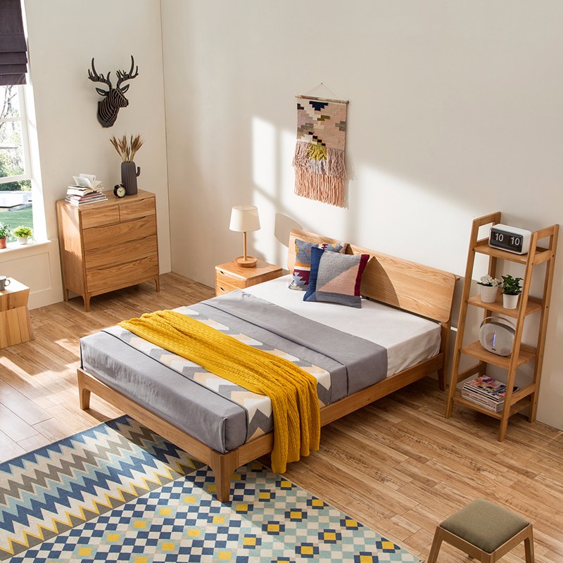 New Modern Design King Size Solid Wood Wooden Furniture Double Bed