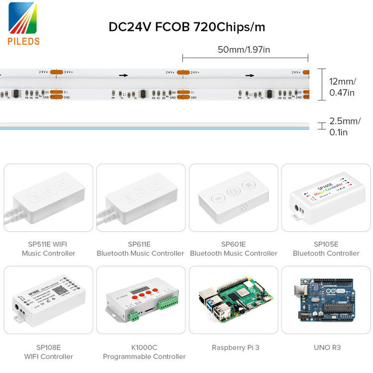 FCOB 24V DC Led Strip , RGB LED Pixel Strip WS2811 Addressable