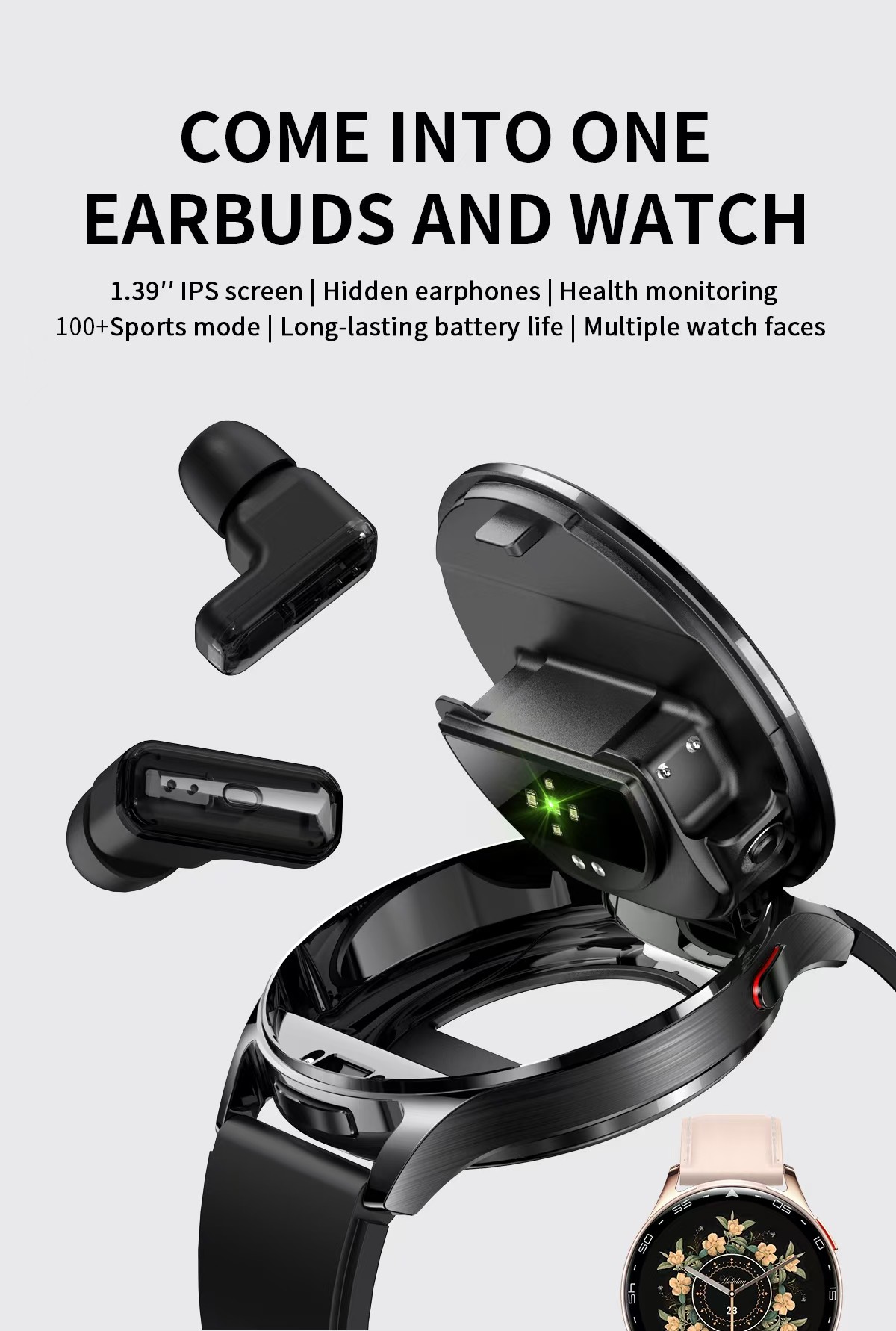 T97 Smartwatch Earbuds 2 In 1 1.39 Inch IPS Smart Watch TWS With Wireless 280mAh