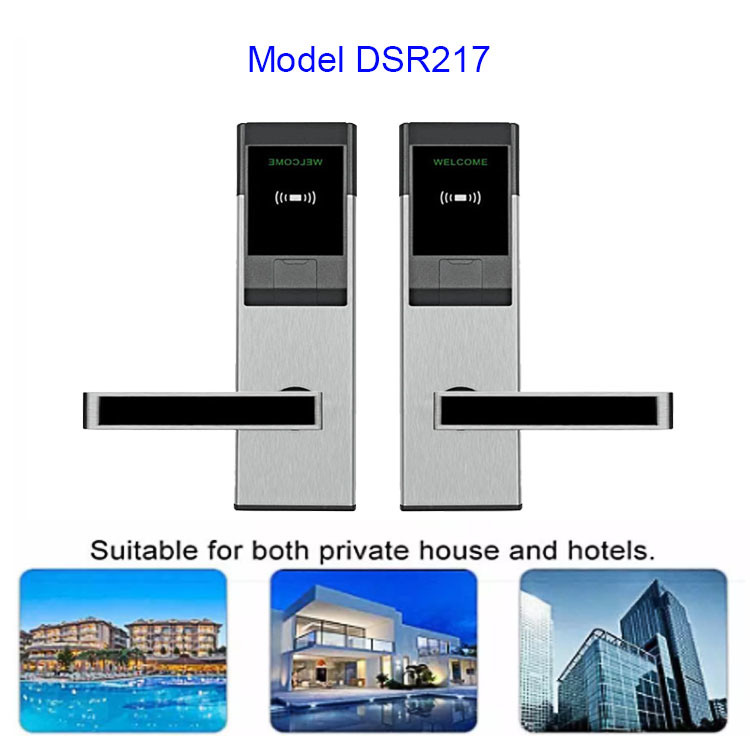 Alkaline Batteries 6V Key Card Door Lock With Handle 35mm-65mm Thickness