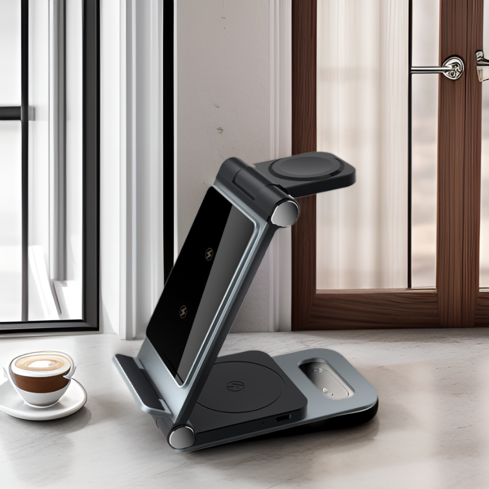 Overvoltage Protection 3 in 1 Qi Fast Wireless Charging Stand for iPhone 15 Pro Max