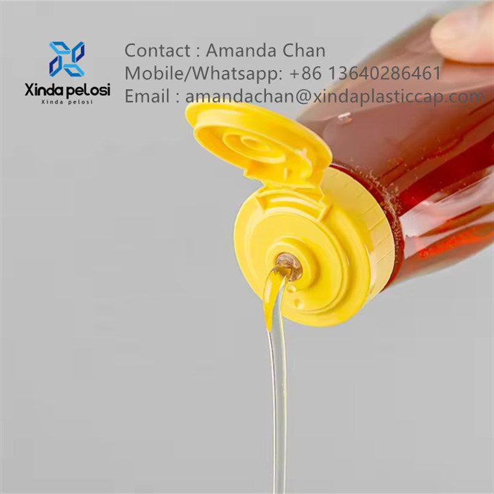 Yellow New Design Honey Cap Plastic Bottle Cap Seal Silicone Valve Flip Top Cap On Sale