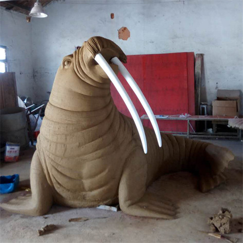 Life Size Sea Walrus Bronze Animal Garden Sculptures Outdoor For Decoration