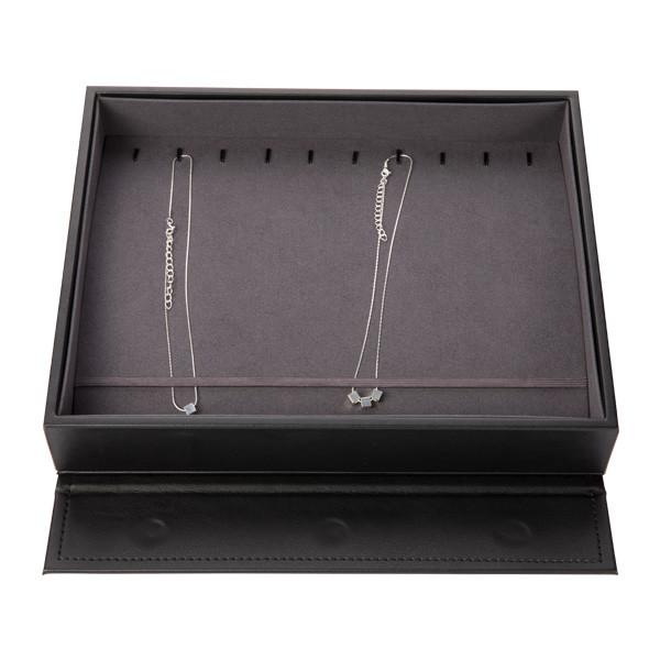 Black Leather Jewelry Storage Box , Jewelry Display Carrying Case Eco - Friendly