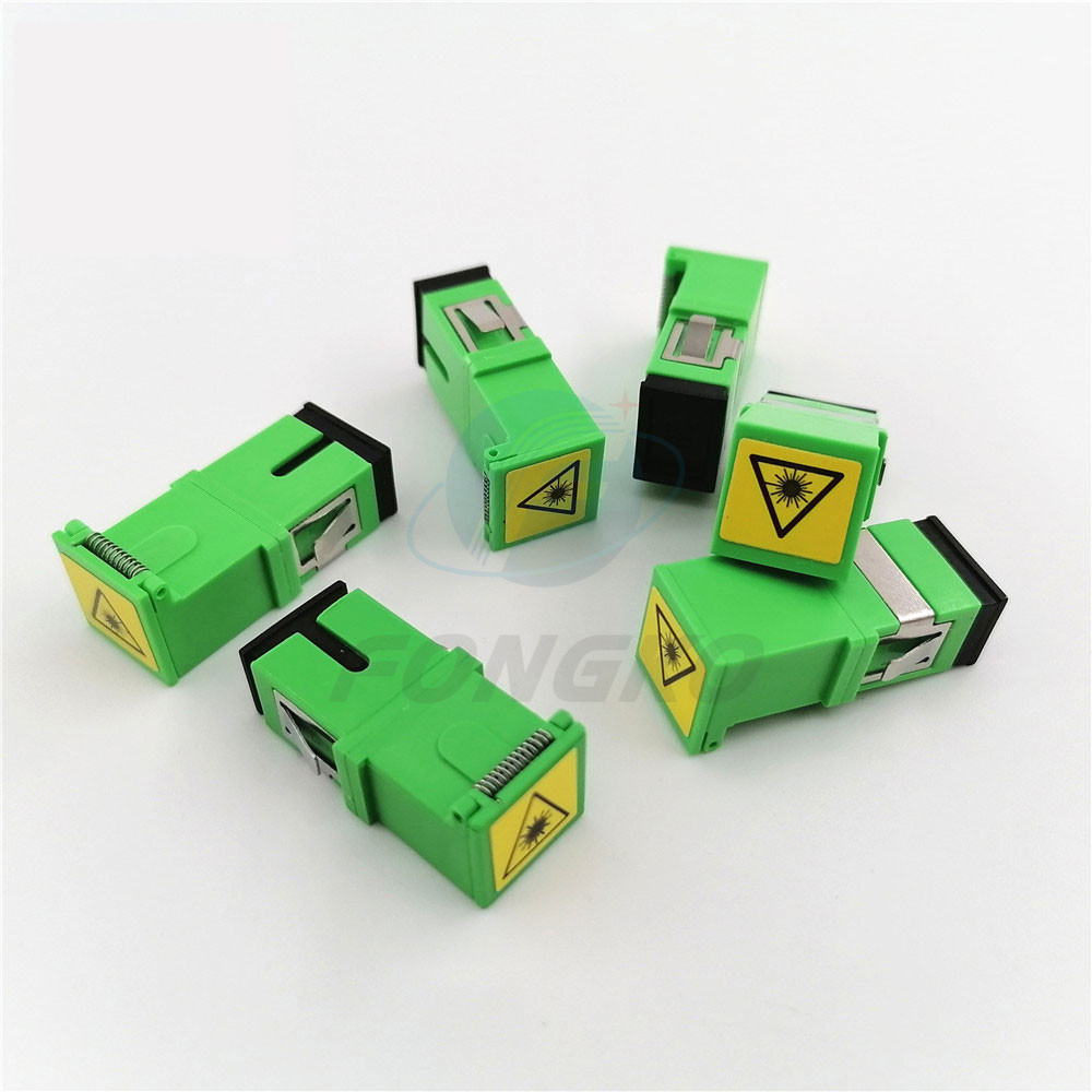 Auto Shutter SC/APC Green Shell Simplex Adapter SM SC Fiber Optic Adapters