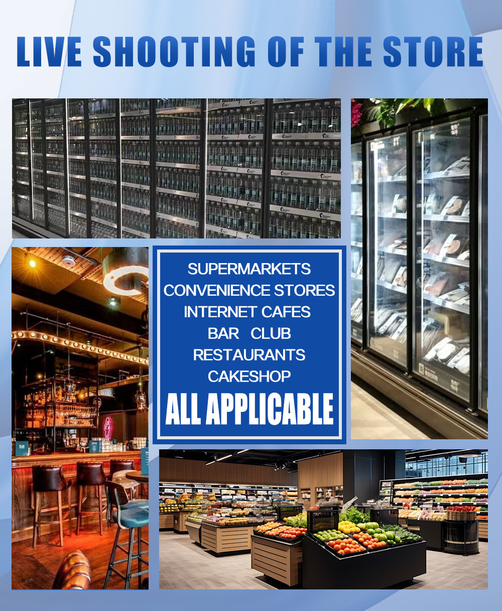 Supermarket Commercial Upright Glass Door Upright Chiller Showcase Refrigerator Multi Decks Remote