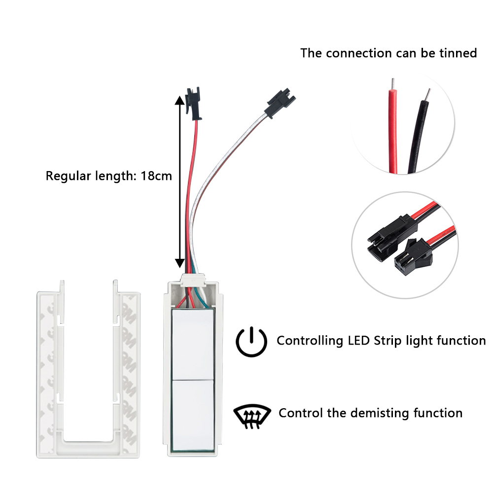 36W Single Color LED Defogger with Smart Double Key Touch Dimmer Switch DC12V/5A Input