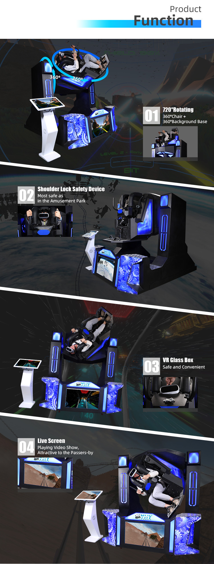 Acrylic Appearance VR Shooting Simulator 9D 720 Degree Rotation With Cockpit