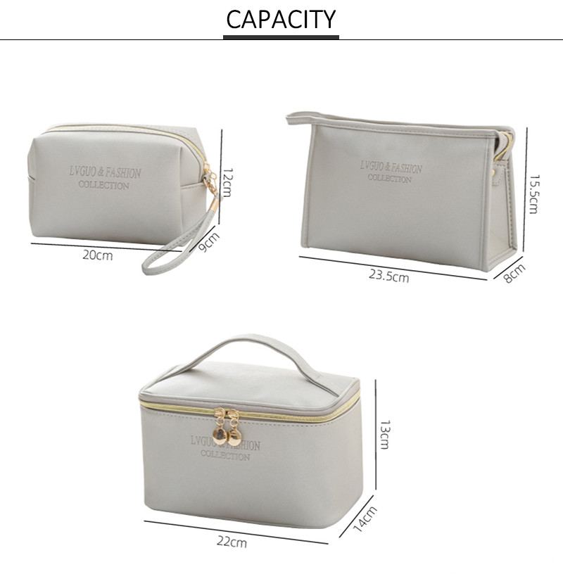 Simple Style Zipper PU Cosmetic Bag Three Piece Set