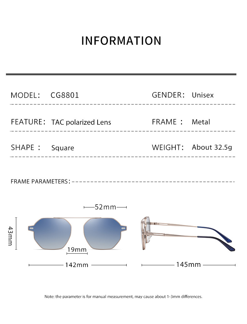 Polygon Magnetic Clip On Optical Glasses Metal Frame Sunglasses