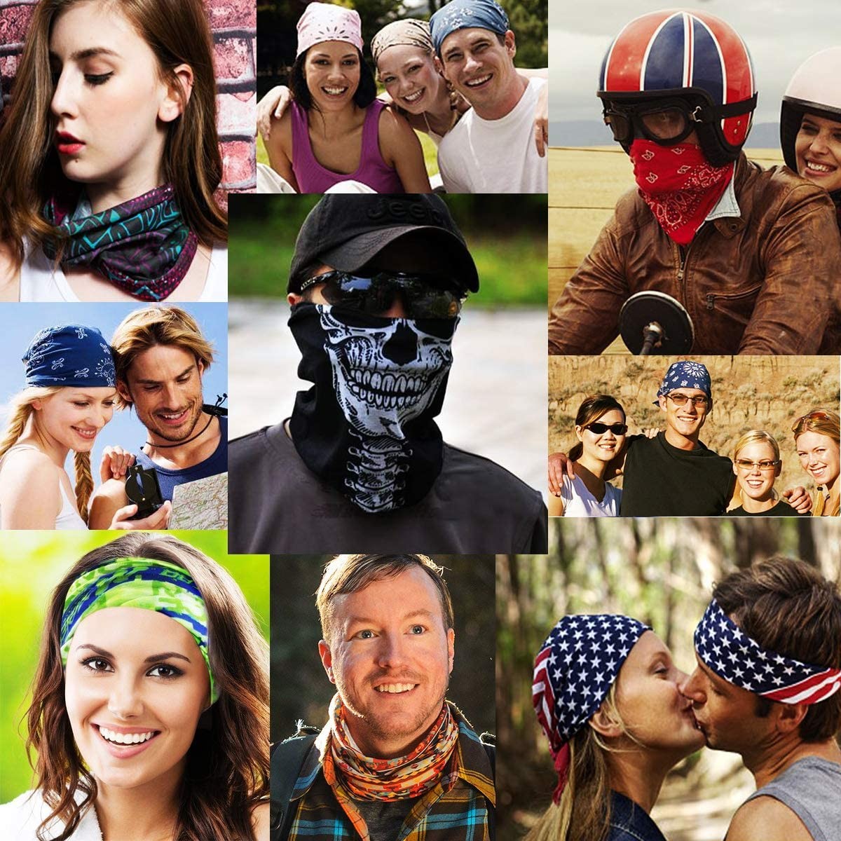 Cotton Ear Loop Balaclava Xmas Headwrap Seamless Tube Scarf