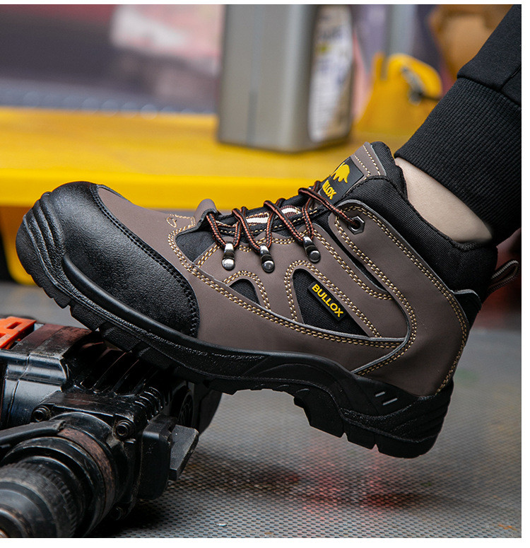 Security Work Boots Oxford Cloth Safety Boots PU Injection Sole Steel Plate Anti-proof Work Shoes For Men