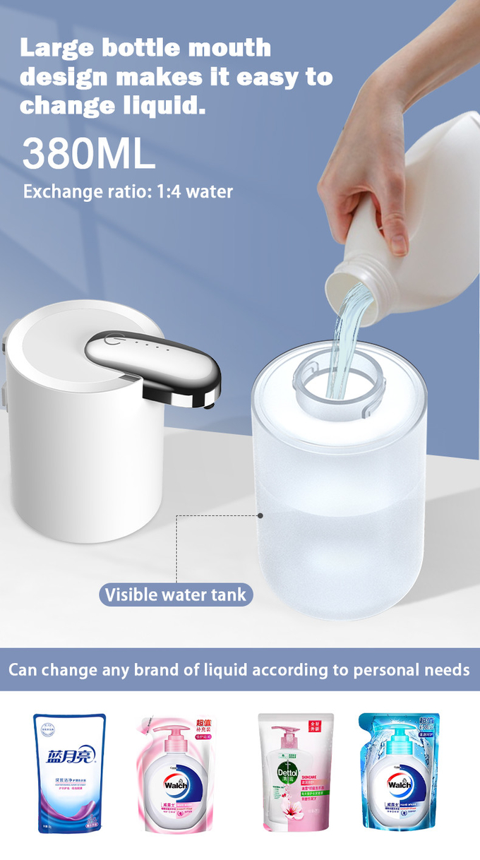 380ml Smart Sensor Dispenser IPX5 Waterproof 0-70cm Sensing Distance