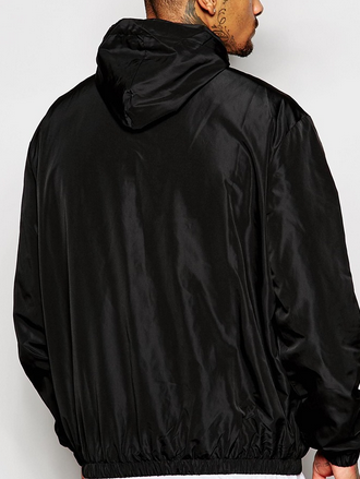 Large Pocket Front Mens Windbreaker Jacket With Hood Contract Color Printed