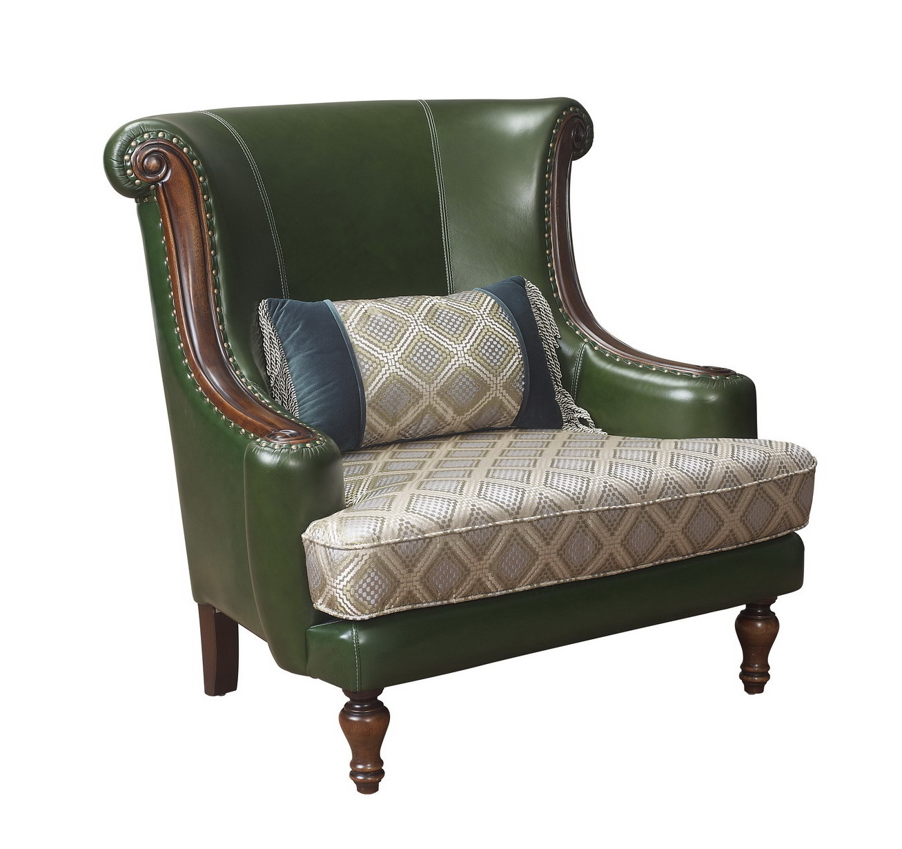 Genuine leather Cow split and Cottom Fabric with High density sponge Classic design Leisure Armchair and Lounge sofa