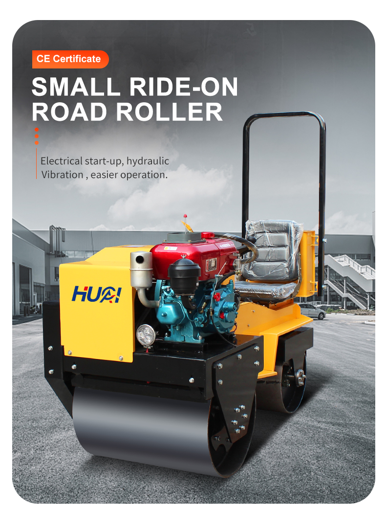 Vibratory Roller 0.6 Ton Mini Double Drum Ride-On Road Roller with CF178/R180 Engine