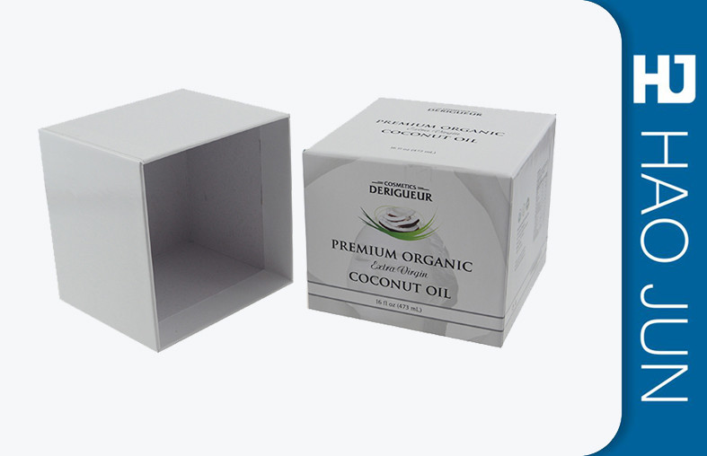 White Square Cosmetic Paper Boxes For Perfume / Coconut Oil , Free Sample