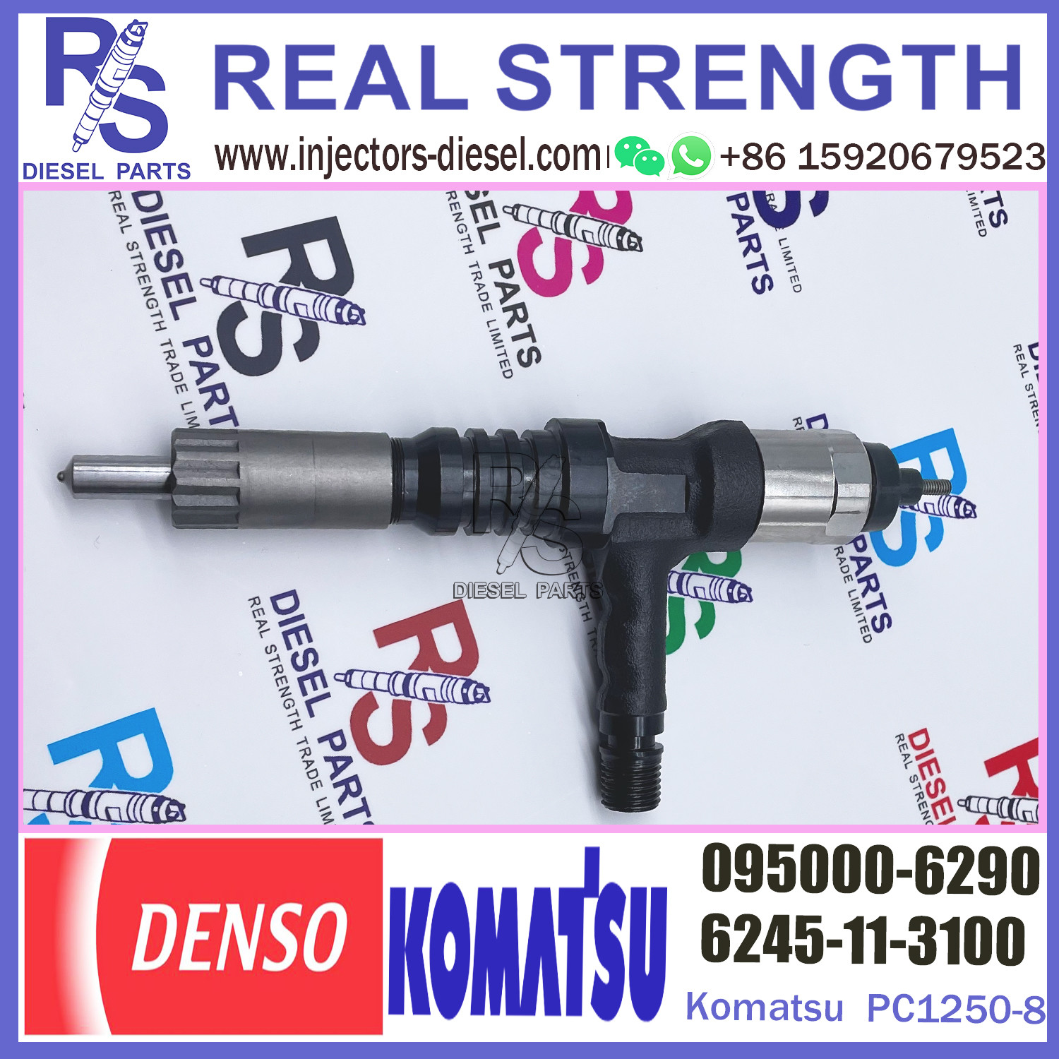PC1250-8 WA600 Excavator Engine Fuel Injector 6245-11-3100 095000-6290 For Komatsu