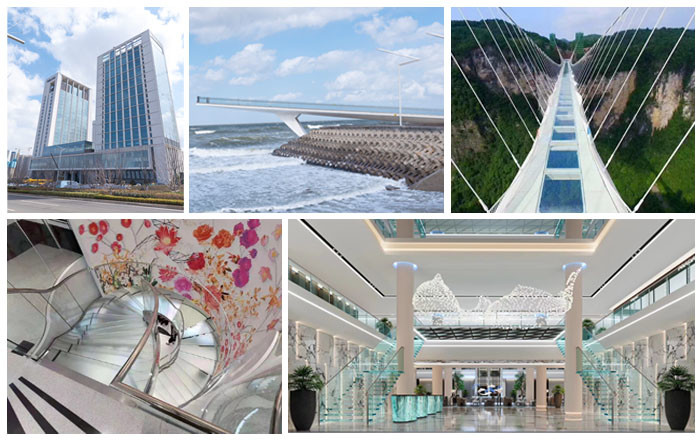 4mm Safety Toughened Glass Flat / Curved Tempered Laminated Glass Custom