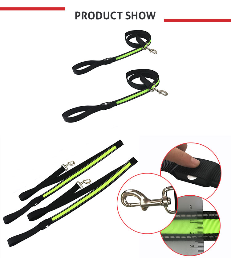 Custom Popular Large LED Dog Collar , Flashing Long Dog Leash For Pet Walk