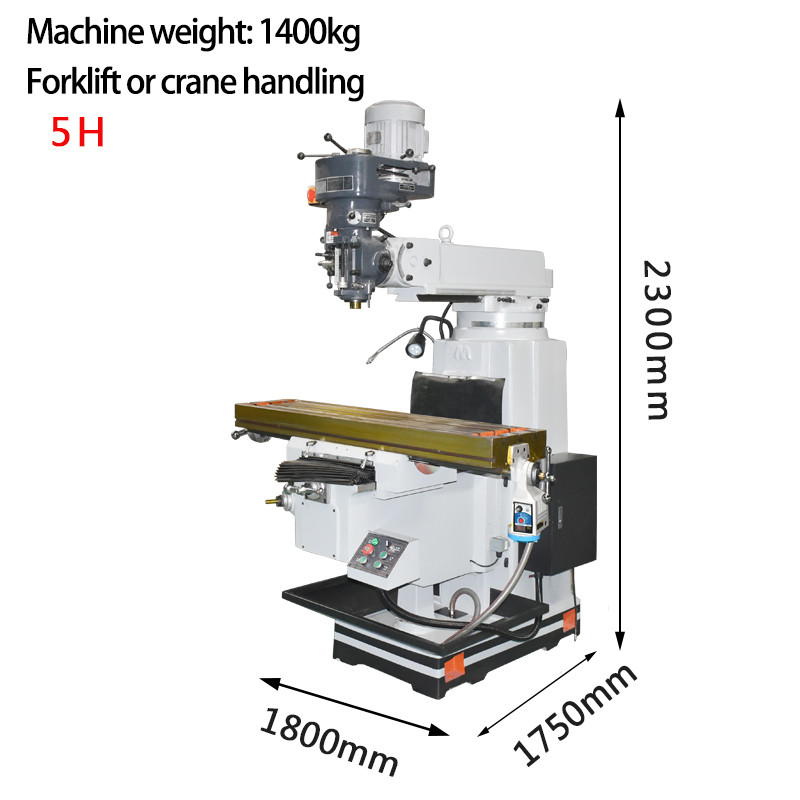 Small Turret Vertical Milling Machine 5H Milling Head Table Size 1370x305