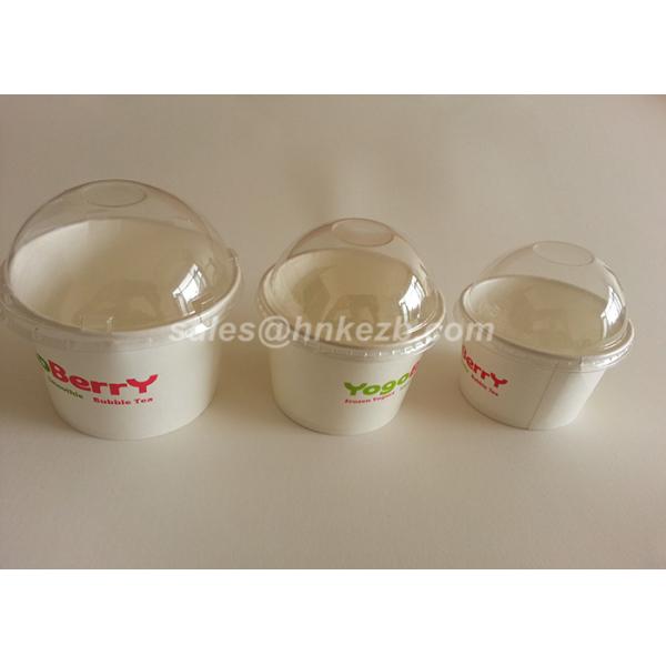 White Disposable Ice Cream Cups With Lids And Spoon For Frozen Yogurt