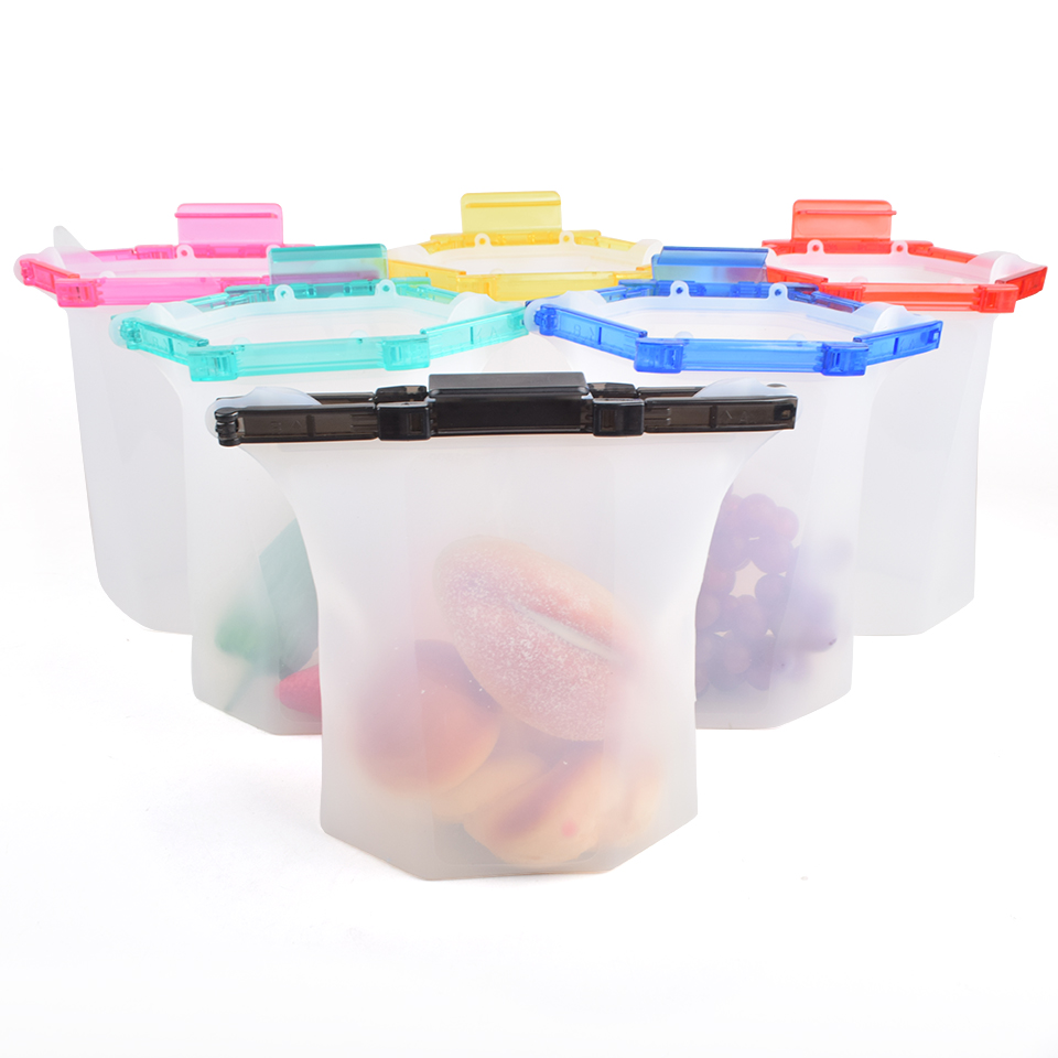 1.5L Sandwich Preservation Silicone Food Pouches Reusable Food Storage Bags