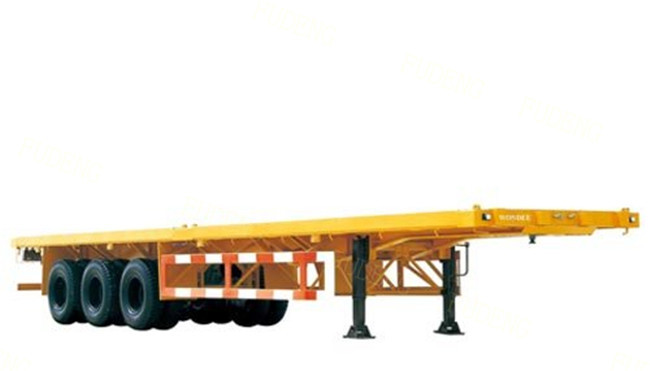 3 axle 40ft container 60Ton flatbed trailer price with mechanical suspension